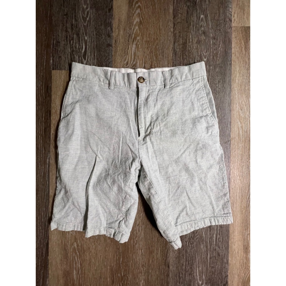 Old Navy Ultimate Slim Shorts Mens 30 Grey White Striped Built-In Flex Chino‎